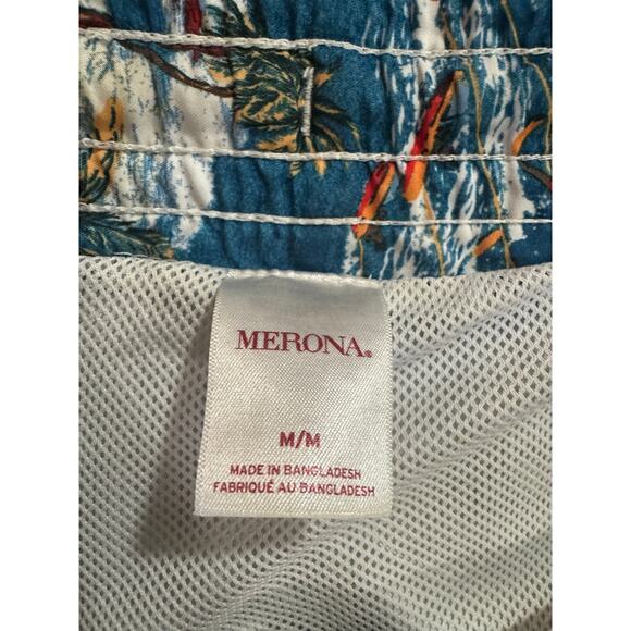 Merona Swim Trunks Men's Medium Target 5.5" Islands Tropical Palm Tree Pattern - Picture 2 of 5